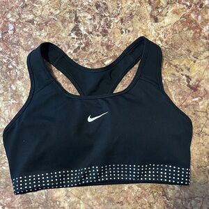 Nike Women's Black Sports Bra with Silver Accents